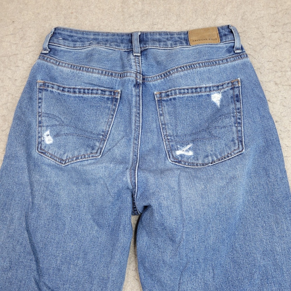American Eagle Mom Jeans Womens 0 Reg Comfort Stretch Waistband Distressed - Picture 7 of 13